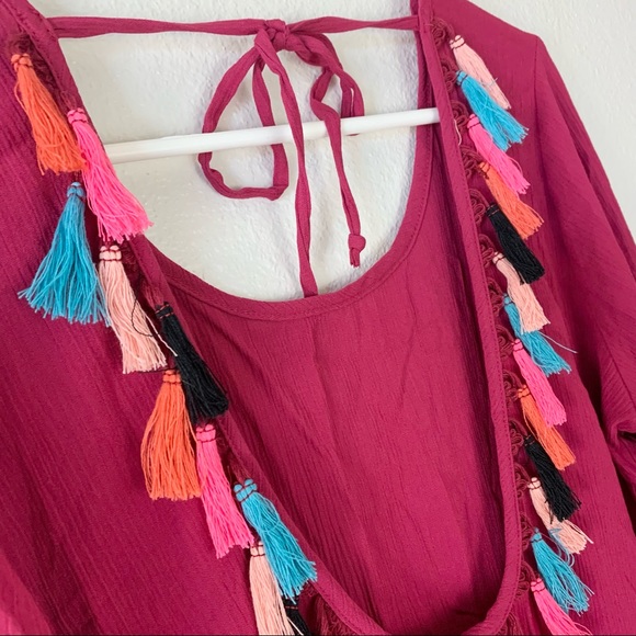 XHILARATION swim coverup dress fringe detail back Size Large - Picture 8 of 10